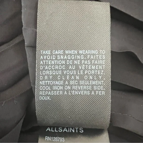 All Saints Black Pleat Spaghetti Strap Mini Dress B1/18 - Picture 8 of 13